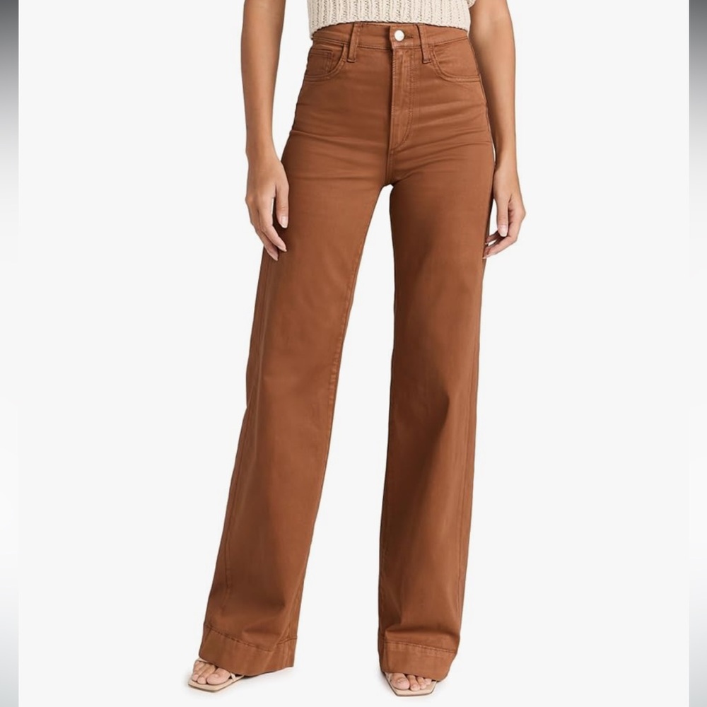 Joes Jeans Coated Dark Orange Neutral Chic Wide Leg Pants, Shiny Size 27
